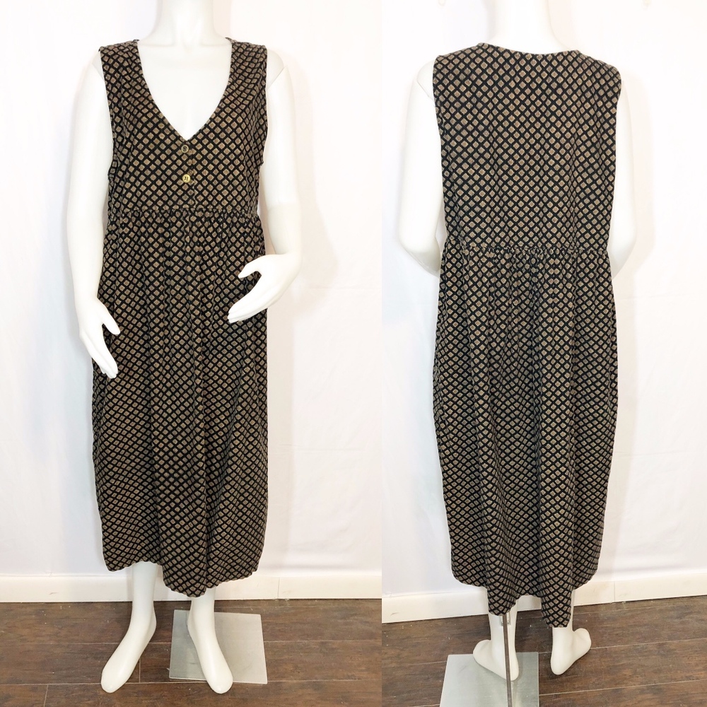 Sleeveless Corduroy Full Skirt Jumper With Pockets